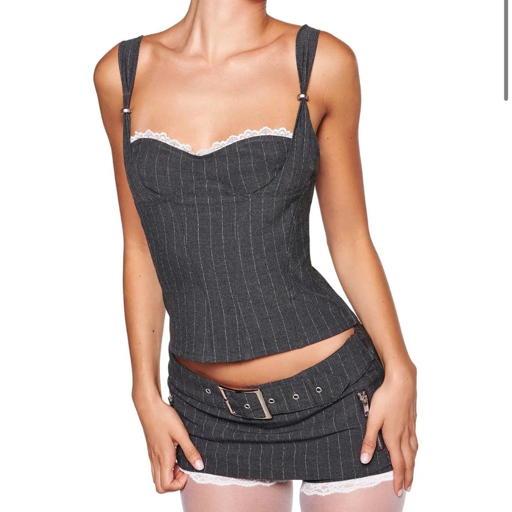 I. Am. Gia Pinstripe Corset Top and Skirt Set